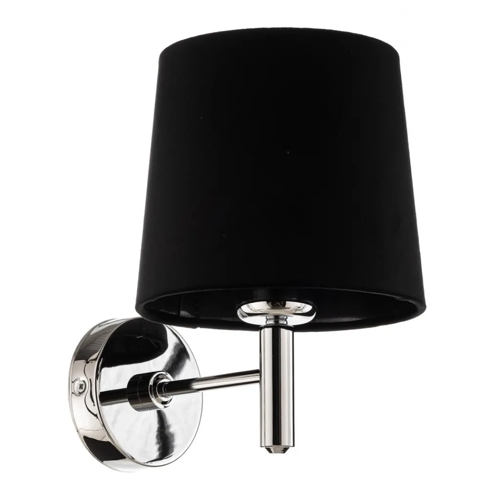 Argon Vegglampe Bono, tekstilskjerm, krom/svart Discount