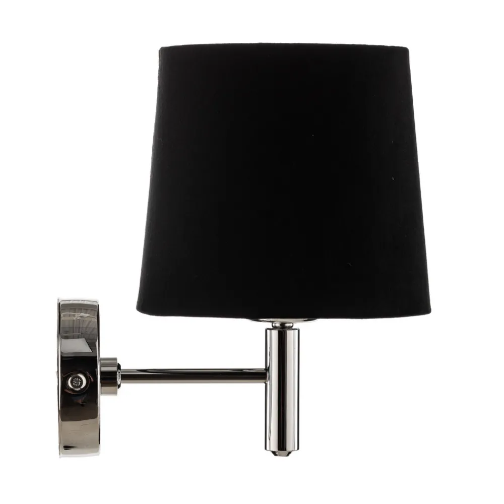 Argon Vegglampe Bono, tekstilskjerm, krom/svart Discount