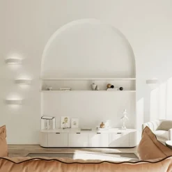 SOLLUX LIGHTING Vegglampe Bow opp/ned i keramikk, hvit, bredde 38 cm| Design- Og Hotellbelysning|Vegglamper