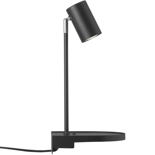 Nordlux Vegglampe Cody, med hylle og USB-port, svart| Vegglamper