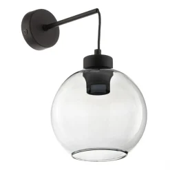 TK Lighting Vegglampe Cubus, svart/røykgrå, glass, 30 cm høy, E27 Clearance