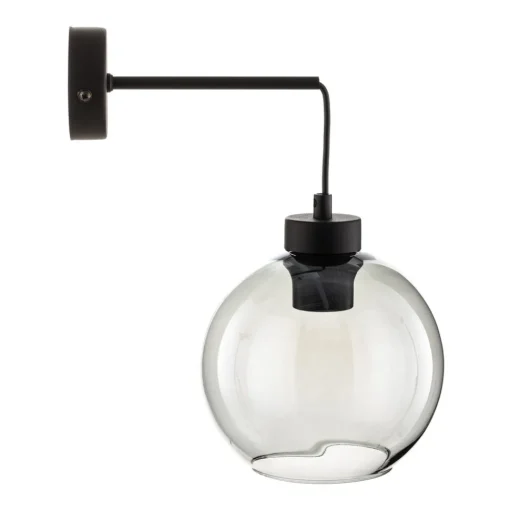 TK Lighting Vegglampe Cubus, svart/røykgrå, glass, 30 cm høy, E27 Clearance