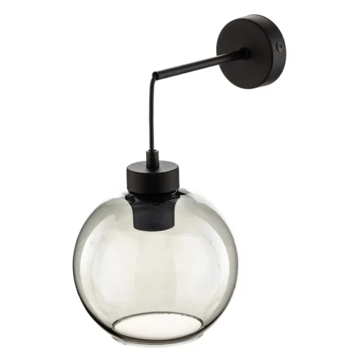 TK Lighting Vegglampe Cubus, svart/røykgrå, glass, 30 cm høy, E27 Clearance