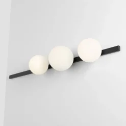 ALDEX Vegglampe Garda 3, svart, metall, glass, 3 lyskilder| Vegglamper