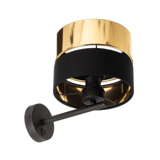 TK Lighting Vegglampe Hilton, svart/gull New
