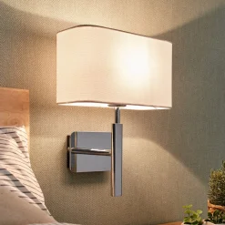 Lucande Vegglampe Jettka med tekstilskjerm og bryter| Vegglamper