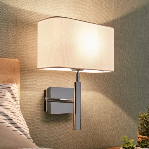 Lucande Vegglampe Jettka med tekstilskjerm og bryter| Vegglamper