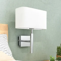 Lucande Vegglampe Jettka med tekstilskjerm og bryter| Vegglamper
