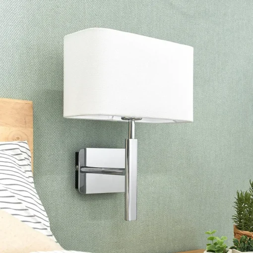 Lucande Vegglampe Jettka med tekstilskjerm og bryter| Vegglamper