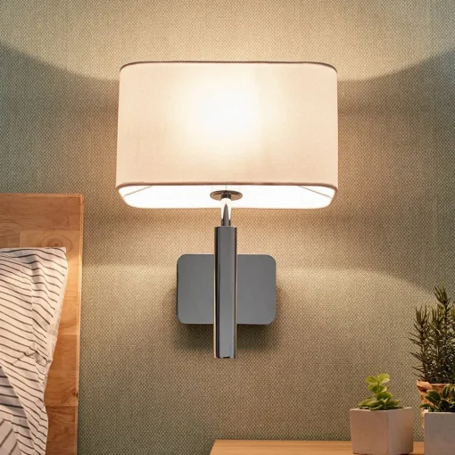 Lucande Vegglampe Jettka med tekstilskjerm og bryter| Vegglamper