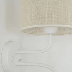 Duolla Vegglampe, jute, hvit/beige, leselampe| Vegglamper