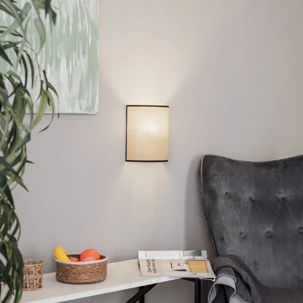 Duolla Vegglampe Jute&black, naturbrun, halvrund| Design- Og Hotellbelysning|Vegglamper