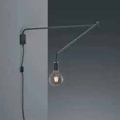 Trio Lighting Vegglampe Line med kabel + plugg, svart