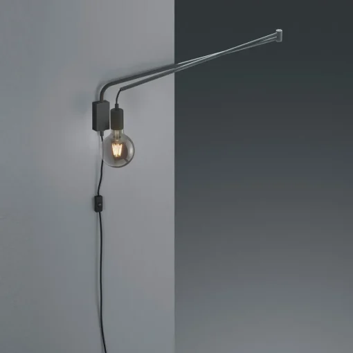 Trio Lighting Vegglampe Line med kabel + plugg, svart