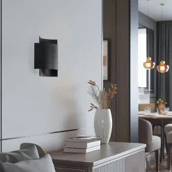 SOLLUX LIGHTING Vegglampe Pako av to stålplater i svart| Vegglamper