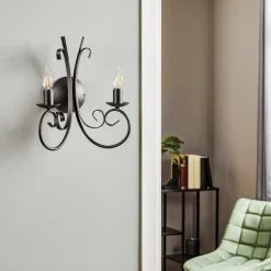 ONLI Vegglampe Pompei, 2 lyskilder, svart Clearance