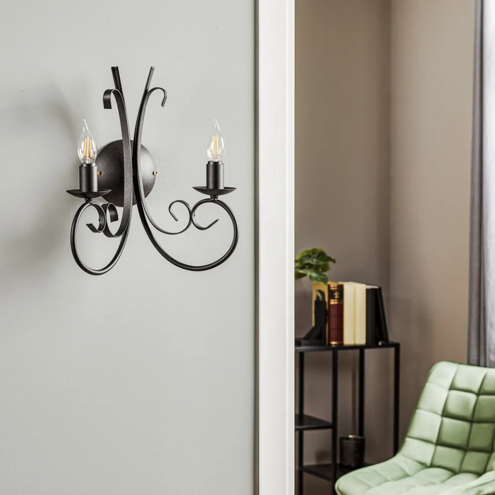 ONLI Vegglampe Pompei, 2 lyskilder, svart Clearance