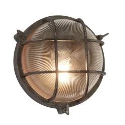 Searchlight Vegglampe Porto, rund, svart-sølv| Vegglamper Utendørs