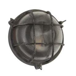 Searchlight Vegglampe Porto, rund, svart-sølv| Vegglamper Utendørs