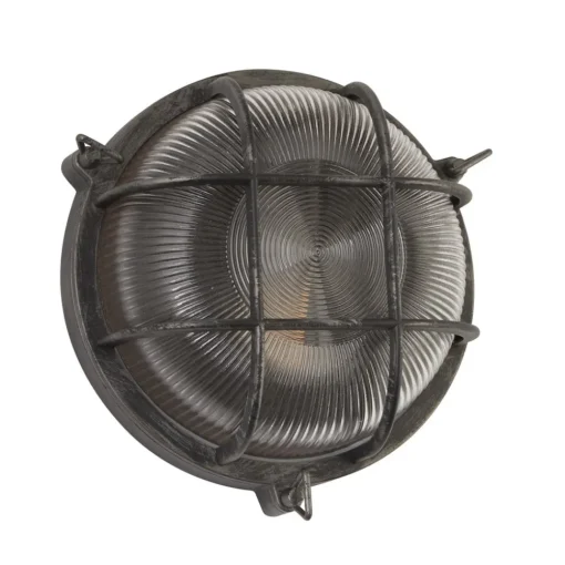 Searchlight Vegglampe Porto, rund, svart-sølv| Vegglamper Utendørs