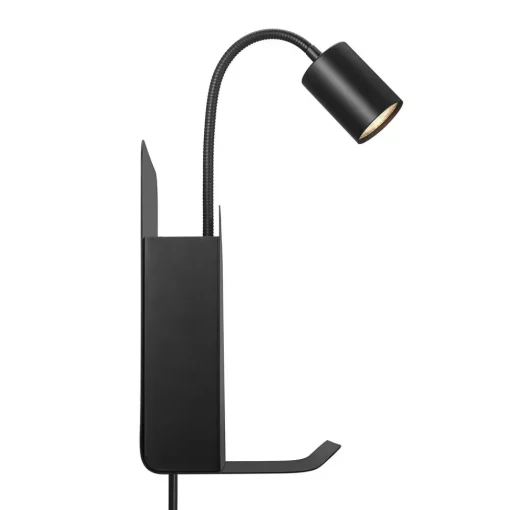 Nordlux Vegglampe Roomi med hylle og USB, svart Online