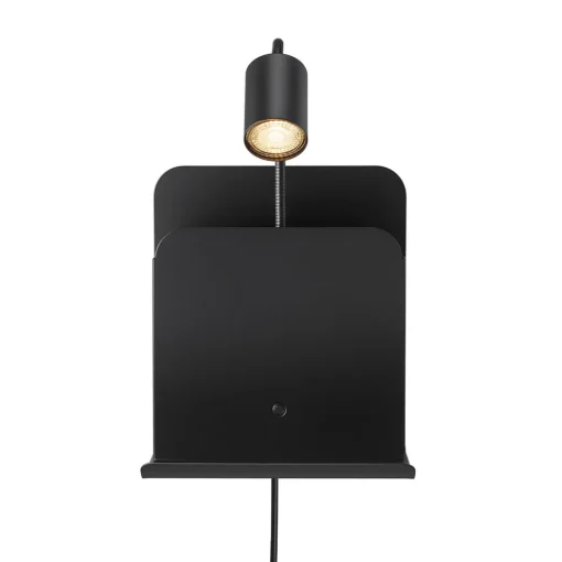 Nordlux Vegglampe Roomi med hylle og USB, svart Online