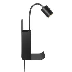Nordlux Vegglampe Roomi med hylle og USB, svart Online