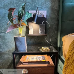 Nordlux Vegglampe Roomi med hylle og USB, svart Online