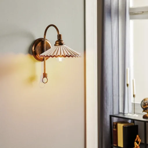 ONLI Vegglampe Rosina, bronse med rosa keramisk skjerm Sale