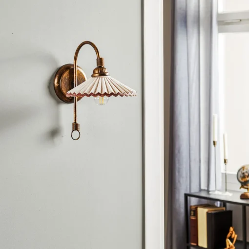 ONLI Vegglampe Rosina, bronse med rosa keramisk skjerm Sale