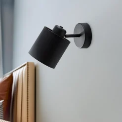 Argon Vegglampe Suerte, svart / gull, 1 lyskilde, tekstil, stål| Spotter I Tak