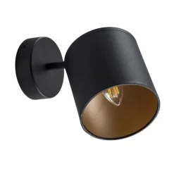 Argon Vegglampe Suerte, svart / gull, 1 lyskilde, tekstil, stål| Spotter I Tak