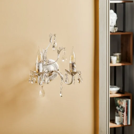 ONLI Vegglampe Teresa i krystall, elfenben med 2 lyskilder| Design- Og Hotellbelysning