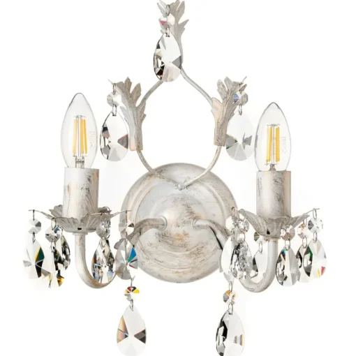 ONLI Vegglampe Teresa i krystall, elfenben med 2 lyskilder| Design- Og Hotellbelysning