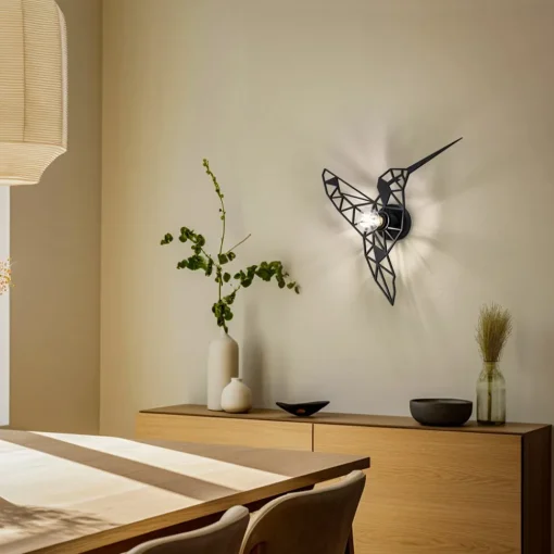 Opviq Vegglampe W-053 Laserskåret, svart fugledesign| Vegglamper