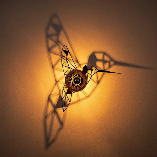 Opviq Vegglampe W-053 Laserskåret, svart fugledesign| Vegglamper