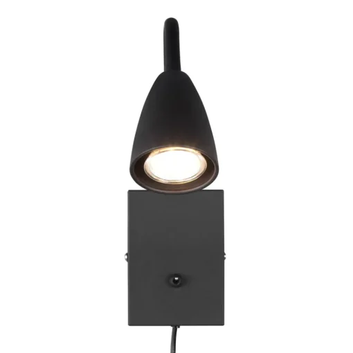 Trio Lighting Vegglampe Wanda med støpsel, matt svart New