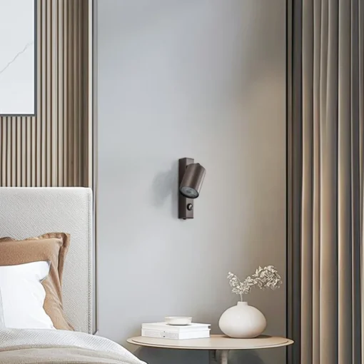 TK Lighting Veggspot Top, justerbar, bryter, brun, 1 lyskilde| Spotter I Tak|Vegglamper