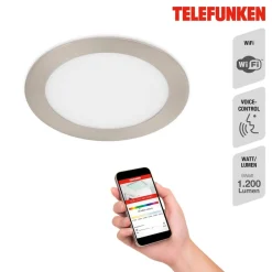 Telefunken Virgo innfelt LED-belysning, RGBW, nikkel, Ø 17 cm| Smarthus Belysning