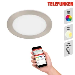 Telefunken Virgo innfelt LED-belysning, RGBW, nikkel, Ø 17 cm| Smarthus Belysning