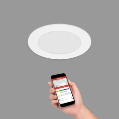 Telefunken Virgo innfelt LED-lampe, RGBW, hvit, Ø 12 cm| Smarthus Belysning