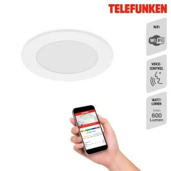 Telefunken Virgo innfelt LED-lampe, RGBW, hvit, Ø 12 cm| Smarthus Belysning