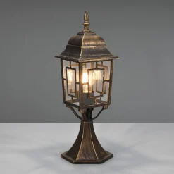 Trio Lighting Volturno sokkellampe, rustfarget, høyde 47 cm, aluminium| Sokkellamper Med Sensor|Terrassebelysning