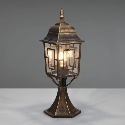 Trio Lighting Volturno sokkellampe, rustfarget, høyde 47 cm, aluminium| Sokkellamper Med Sensor|Terrassebelysning