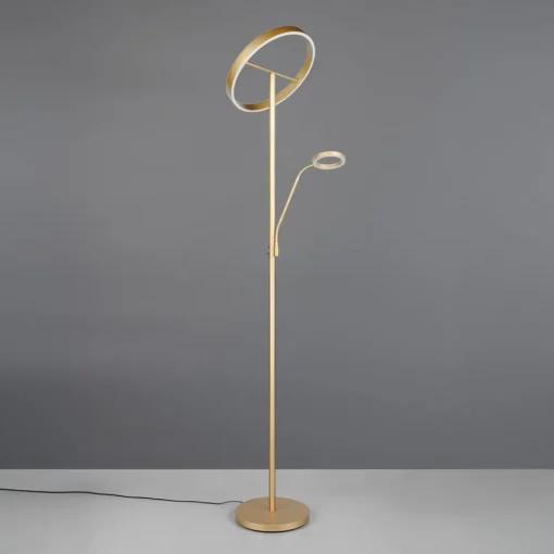 Trio Lighting Willis LED-gulvlampe, gull, høyde 180 cm, metall, CCT, dimmer| Gulvlamper