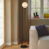 Nordlux Wilson gulvlampe, metall, svart, kuppelskjerm i glass Clearance