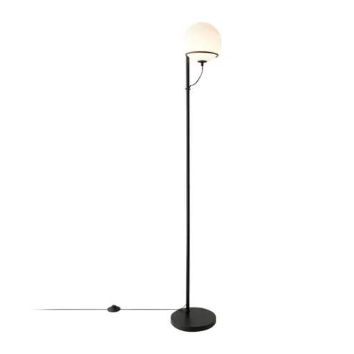 Nordlux Wilson gulvlampe, metall, svart, kuppelskjerm i glass Clearance