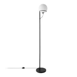 Nordlux Wilson gulvlampe, metall, svart, kuppelskjerm i glass Clearance