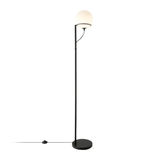 Nordlux Wilson gulvlampe, metall, svart, kuppelskjerm i glass Clearance