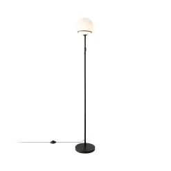 Nordlux Wilson gulvlampe, metall, svart, kuppelskjerm i glass Clearance